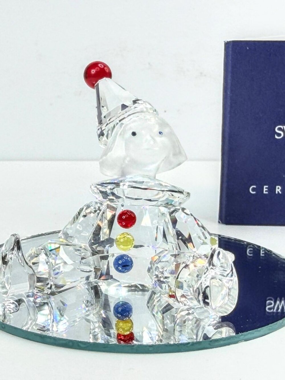 Swarovski Retired Puppet Clown Seated Clear Crystal Circus Figurine 217207 S365